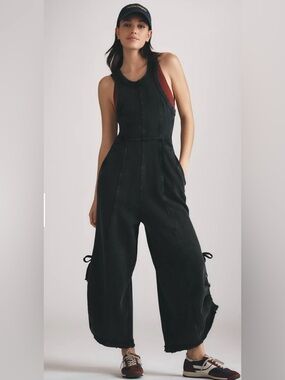 ANTHROPOLOGIE DAILY PRACTICE HORIZON WIDE-LEG KNIT JUMPSUIT
